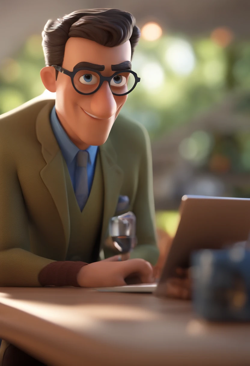 Cartoon character of a man with black glasses and a blue shirt, animation character, Caractere estilizado, animation style rendering, 3D estilizado, Arnold Maya render, 3 d render stylized, toon render keyshot, Personagem 3D, Personagem 3D, 3d rendering stylized, 3 d character render, personagem de desenho animado, Personagem de close up, Pose de personagem, (Estilo Pixar) (master part:1.2) (Bokeh) (best quality) (pele detalhada) (textura detalhada) (8k) (argila) (Cinematic lighting) (foco nítido