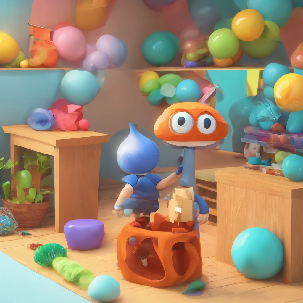 Criar um personagem no estilo Pixar. Trata-se de um homem de 30 anos, com barba, Branco, com cabelos castanhos curtos e um quiff, e olhos castanhos. Ele deve estar na frente de um computador, Trabalhar como designer