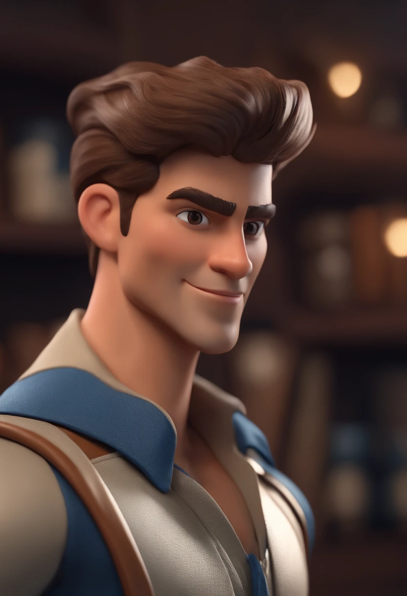 Personagem dos desenhos animados de um homem, cabelo  marrom clarinho e uma camisa azul, animation character, Caractere estilizado, animation style rendering, 3D estilizado, Arnold Maya render, 3 d render stylized, toon render keyshot, Personagem 3D, Personagem 3D, 3d rendering stylized, 3 d character render, personagem de desenho animado, Personagem de close up, Pose de personagem,  (Estilo Pixar) (master part:1.2) (Bokeh) (best quality) (pele detalhada) (textura detalhada) (8k) (argila) (Cinematic lighting) (foco nítido