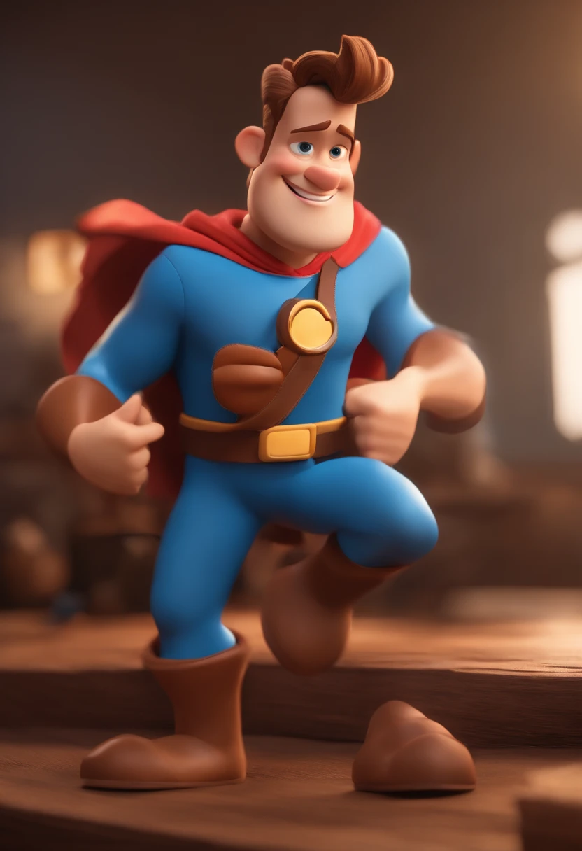 Personagem de desenho animado de um homem usando camisa azul, um personagem animado, Caractere estilizado, animation style rendering, 3D estilizado, Arnold Maya render, 3 d render stylized, toon render keyshot, Personagem 3D, Personagem 3D, 3d rendering stylized, 3 d character render, personagem de desenho animado, Personagem de close up, Pose de personagem, (Estilo Pixar) (master part:1.2) (Bokeh) (best quality) (pele detalhada) (textura detalhada) (8k) (argila) (Cinematic lighting) (foco nítido,Senta e vaza a parte superior do corpo