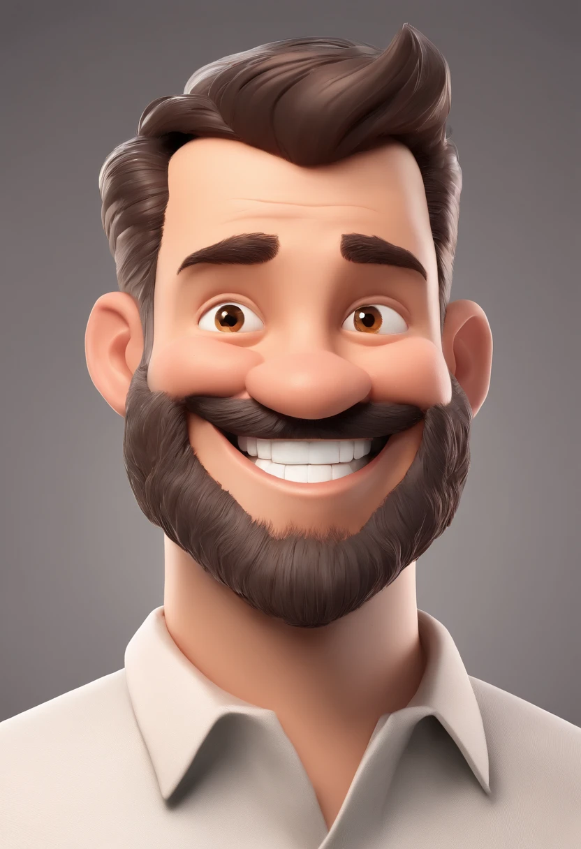 Smiling Man Illustration, sorriso insano, Homem de pele marrom com um sorriso gigante, happily smiling at the camera, sorriso atrevido, he's smiling, sorriso muito grande, Macho sorridente, foto de perfil headshot, rindo sorriso enorme, desenhando no estilo de Arte 3D, c4d, fundo de cor branco puro, estilo disney, estilo pixar render ilustracao Super Detalhe, 8k ,without glasses, sem barba