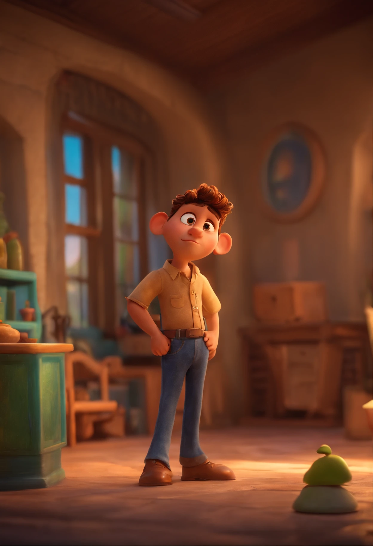A Dream Architect Inspired by Pixar Animation, de perto. The character takes center stage with captivating facial expressions, oferecendo um toque de irrealidade