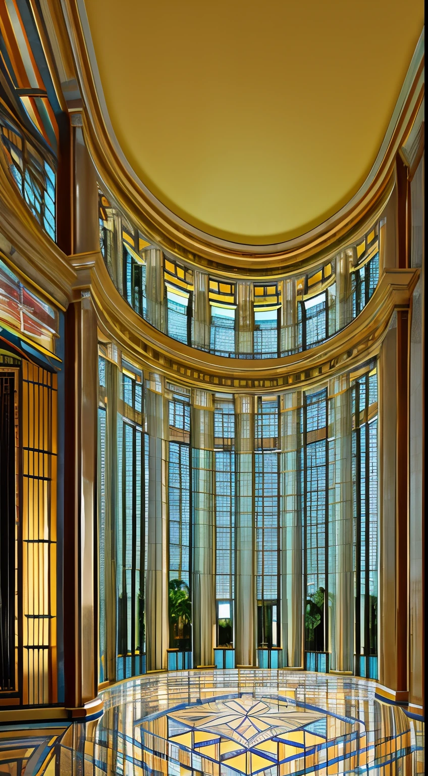 5 star hotel，Panorama European style，5 floors，Roman column decoration，Front entrance，European pattern on the wall，Floor-to-ceiling glass windows