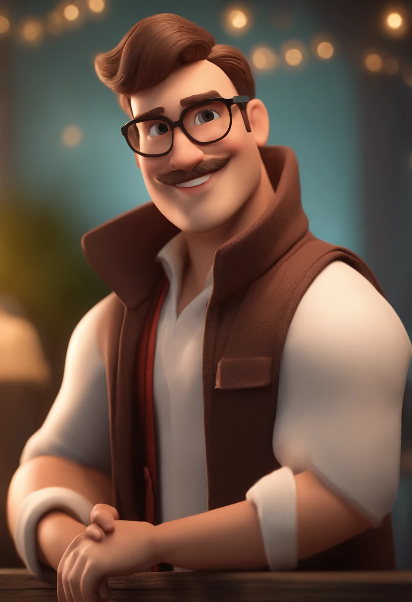 personagem dos desenhos animados de um homem, barba, de terno na sala de aula, animation character, Caractere estilizado, animation style rendering, 3D estilizado, Arnold Maya render, 3 d render stylized, toon render keyshot, Personagem 3D, Personagem 3D, 3d rendering stylized, 3 d character render, personagem de desenho animado, Personagem de close up, Pose de personagem,  (Estilo Pixar) (master part:1.2) (Bokeh) (best quality) (pele detalhada) (textura detalhada) (8k) (argila) (Cinematic lighting) (foco nítido