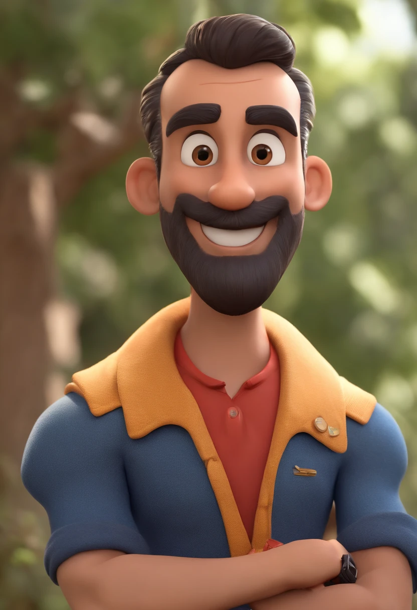 personagem dos desenhos animados de um homem, barba por fazer, without glasses, cor pardo, de terno na sala de aula, animation character, Caractere estilizado, animation style rendering, 3D estilizado, Arnold Maya render, 3 d render stylized, toon render keyshot, Personagem 3D, Personagem 3D, 3d rendering stylized, 3 d character render, personagem de desenho animado, Personagem de close up, Pose de personagem, (Estilo Pixar) (master part:1.2) (Bokeh) (best quality) (pele detalhada) (textura detalhada) (8k) (argila) (Cinematic lighting) (foco nítido