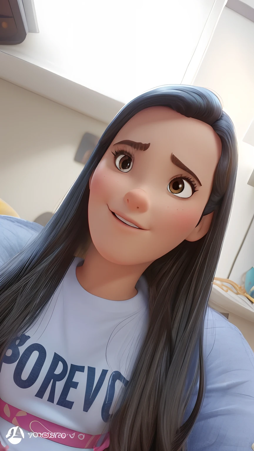 Poster no estilo disney pixar. Uma mulher , cabelos de cor preto, olhos preto,estilo disney pixar, alta qualidade, melhor qualidade