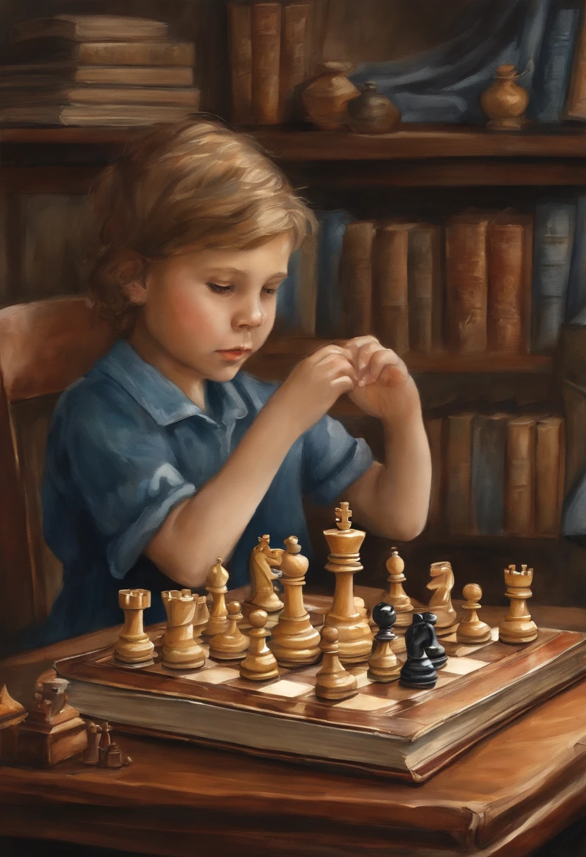 Illustration of a book for children on the theme of chess, watercolor