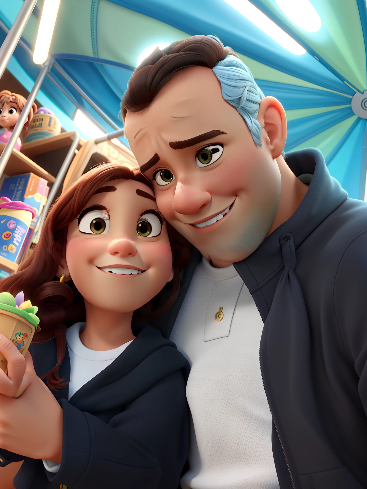 Pai e filha no estilo disney pixar, alta qualidade, melhor qualidade