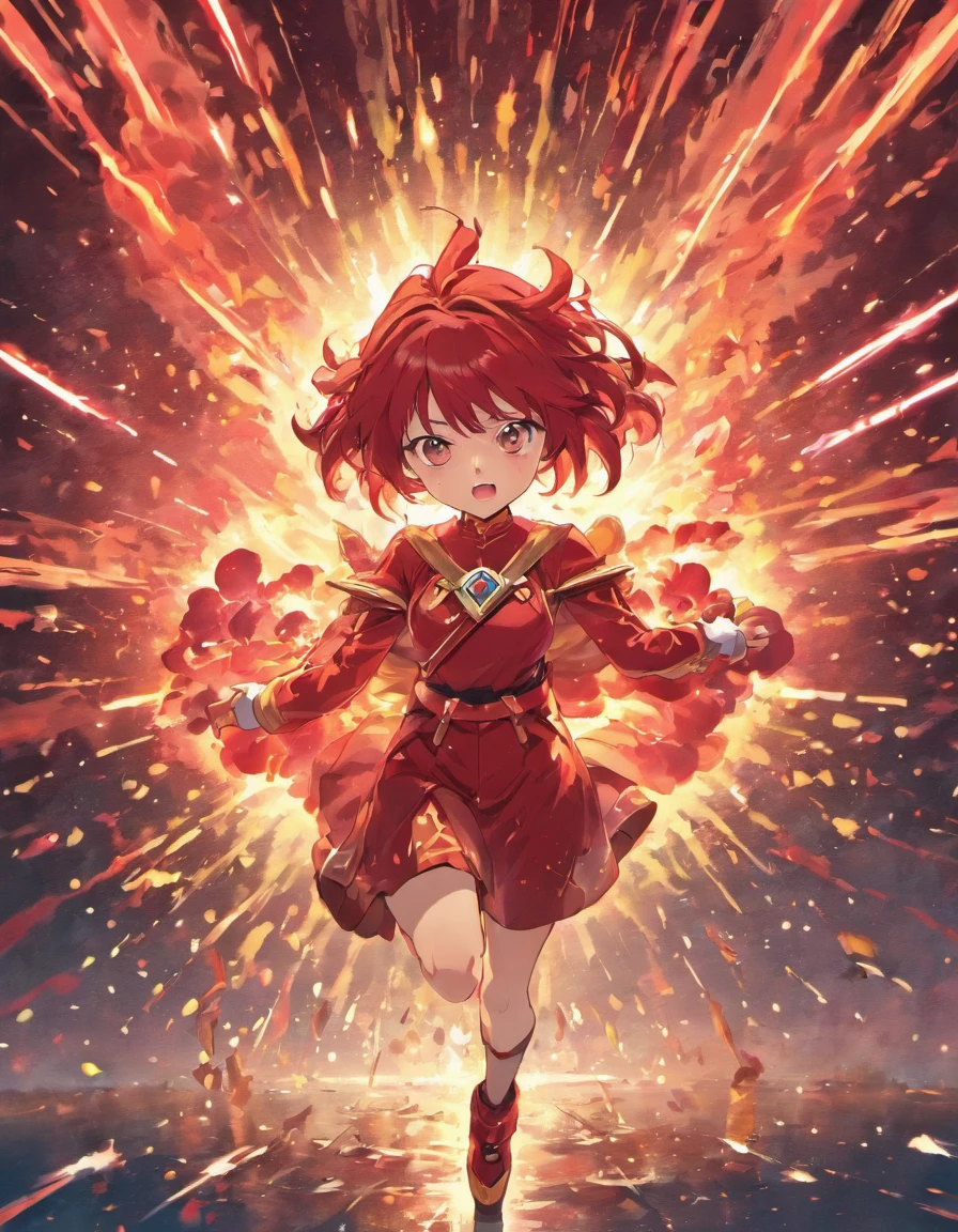 una explosion atomica de color rojo