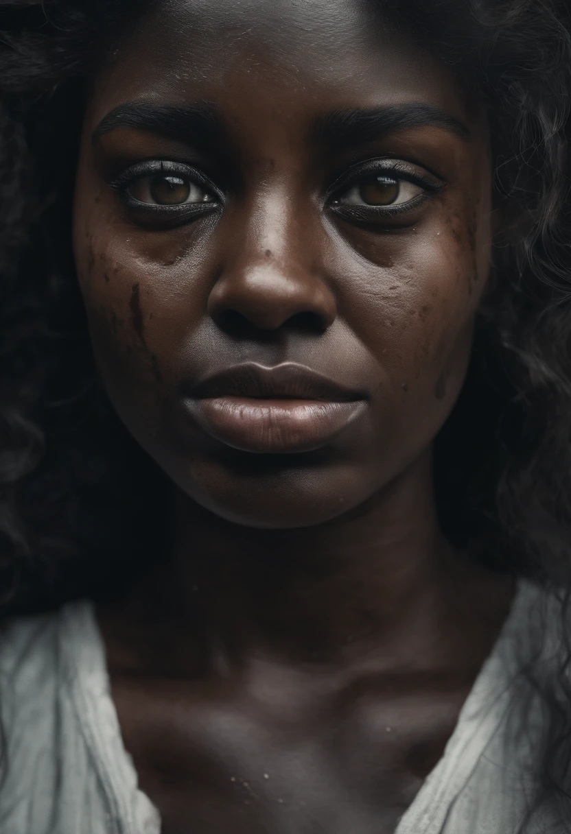 dark-skinned, sad woman, tears in her eyes