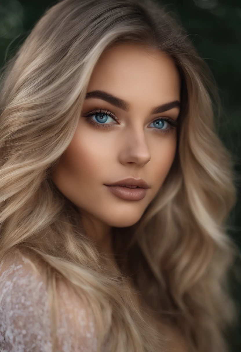 Arafed woman completely , fille sexy aux yeux bleus, ultra realist, Meticulously detailed, Portrait Sophie Mudd, cheveux blonds et grands yeux, selfie of a young woman, Yeux de chambre, Violet Myers, sans maquillage, maquillage naturel, looking straight at camera, Visage avec Artgram, Maquillage subtil, Superbe photo du corps entier marchant sur la route , Buste de grande taille