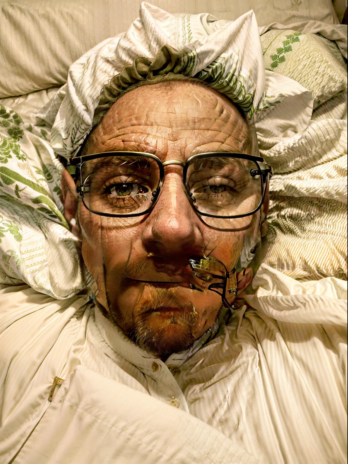 Man with glasses lying on a bed with a blanket, 3 6 anos, 38 anos, selfie de um homem, Homem de 4 0 anos, 3 2 anos, (38 anos), relaxing and smiling at camera, Homens de 45 anos, 35 anos, 3 5 anos, muito bobo olhando