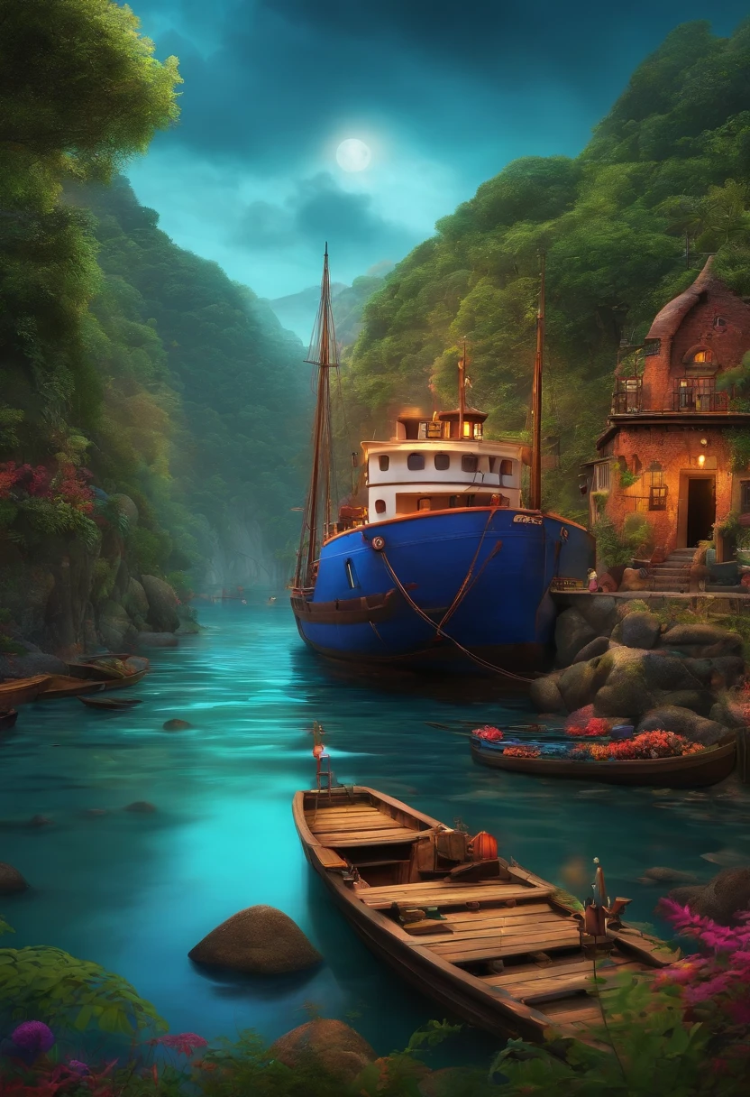 fundo navio pirarara, barnet, tom, Estilo Pixar, ..3d, desenhos animados