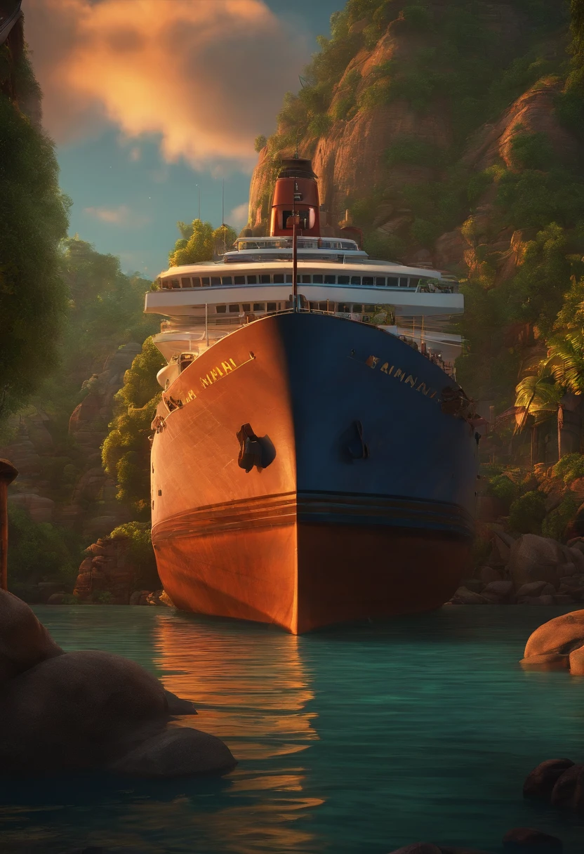 fundo navio pirarara, barnet, tom, Estilo Pixar, ..3d, desenhos animados