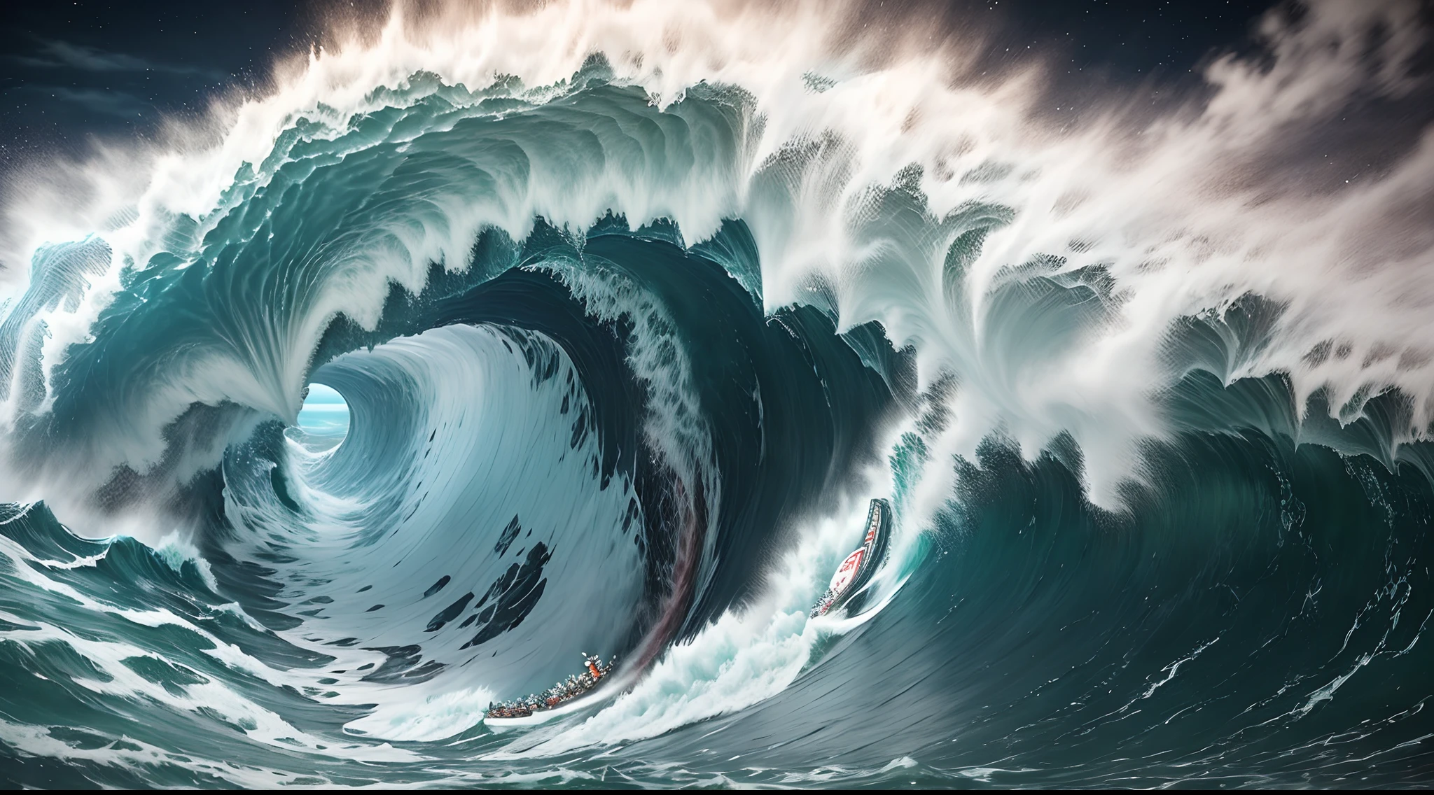 Barely passing through the tsunami with a squid