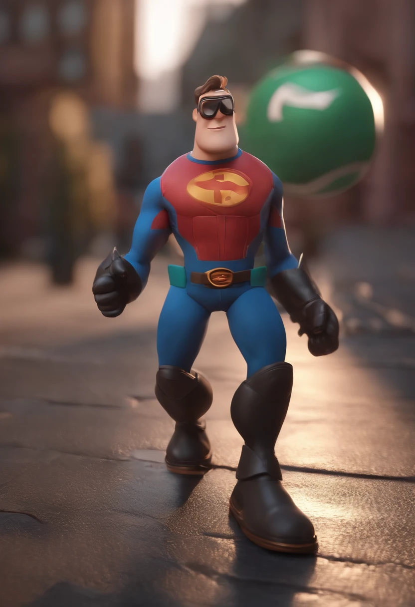 Personagem de desenho animado de um homem usando uma camisa rosa listrado e grvata roda e terno azul escuro , um personagem animado, Caractere estilizado, animation style rendering, 3D estilizado, Arnold Maya render, 3 d render stylized, toon render keyshot, Personagem 3D, Personagem 3D, 3d rendering stylized, 3 d character render, personagem de desenho animado, Personagem de close up, Pose de personagem, (Estilo Pixar) (master part:1.2) (Bokeh) (best quality) (pele detalhada) (textura detalhada) (8k) (argila) (Cinematic lighting) (foco nítido,Senta e vaza a parte superior do corpo