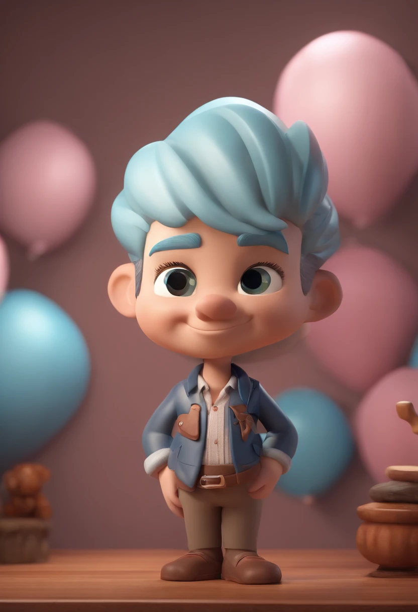 Personagem de desenho animado de um homem usando uma camisa rosa listrado e grvata roda e terno azul escuro , um personagem animado, Caractere estilizado, animation style rendering, 3D estilizado, Arnold Maya render, 3 d render stylized, toon render keyshot, Personagem 3D, Personagem 3D, 3d rendering stylized, 3 d character render, personagem de desenho animado, Personagem de close up, Pose de personagem, (Estilo Pixar) (master part:1.2) (Bokeh) (best quality) (pele detalhada) (textura detalhada) (8k) (argila) (Cinematic lighting) (foco nítido,Senta e vaza a parte superior do corpo