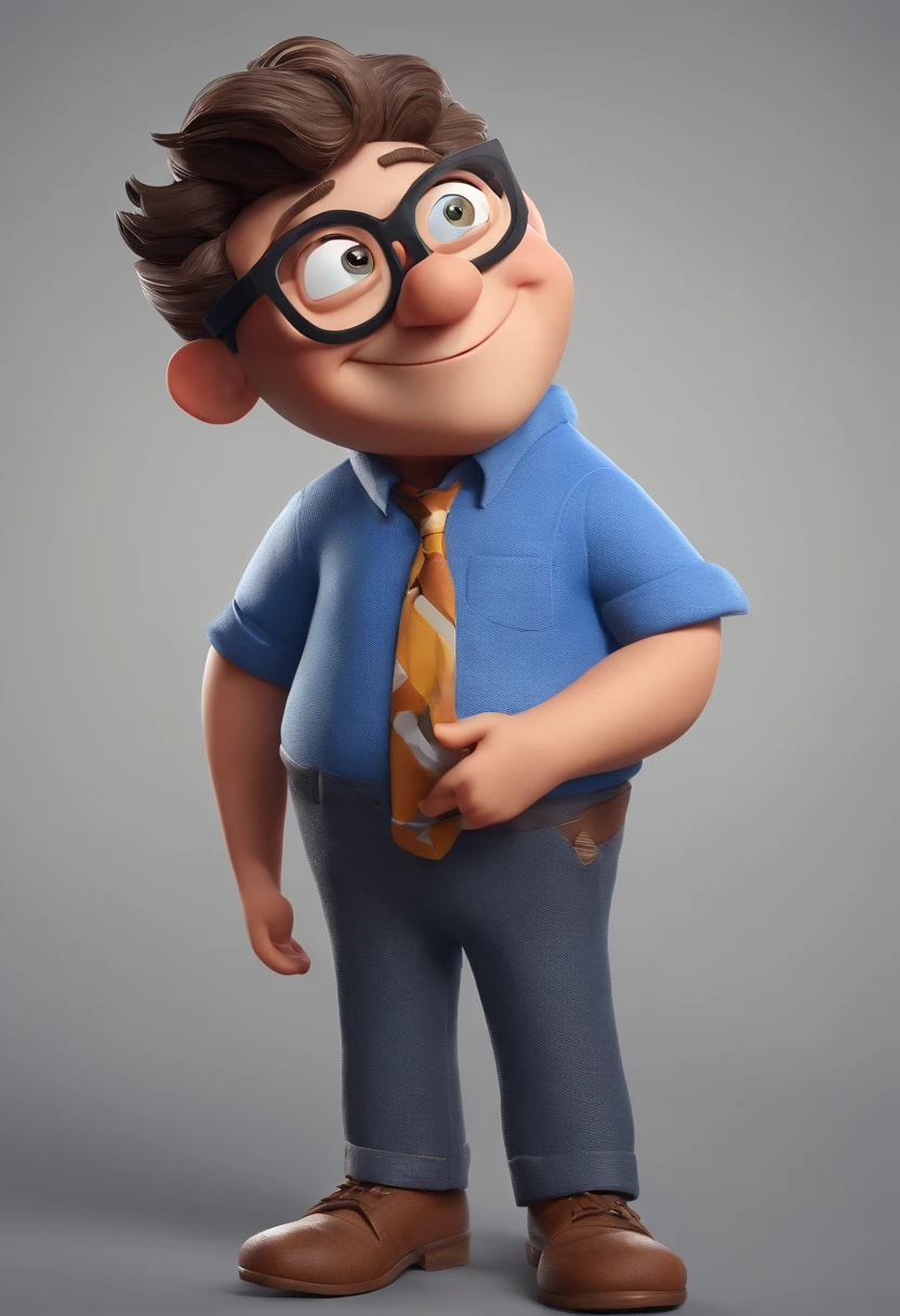 Cartoon character of a man with black glasses and a blue shirt, animation character, Caractere estilizado, animation style rendering, 3D estilizado, Arnold Maya render, 3 d render stylized, toon render keyshot, Personagem 3D, Personagem 3D, 3d rendering stylized, 3 d character render, personagem de desenho animado, Personagem de close up, Pose de personagem, (Estilo Pixar) (master part:1.2) (Bokeh) (best quality) (pele detalhada) (textura detalhada) (8k) (argila) (Cinematic lighting) (foco nítido