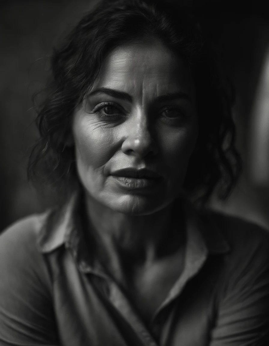 High quality photograph of a hot mature woman (Dynamic frame:1.2), A woman tormented by lust drowns in the face of a mud swamp. (She sensually smears swamp mud on her chest:1.3). She is dressed in jeans and a leather jacket. (She caresses her neck and chest with her hands:1.5) [insanely detailed skin texture, sexy attractive texture] (depth of field) (( perfect body parts, Kodak 200T, dramatic lighting, global illumination ,Clear facial features, 85mm, 100mm lens, f/1.8 uplight, Ilford film stock --ar 16:9 --q 2 --v 5, Create ultra-detailed images textures, capturing every detail with precision ))