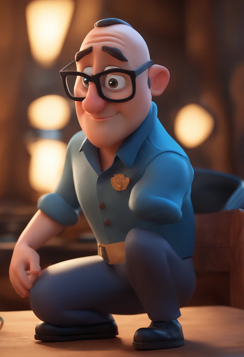 Cartoon character of a man with black glasses and a blue shirt, animation character, Caractere estilizado, animation style rendering, 3D estilizado, Arnold Maya render, 3 d render stylized, toon render keyshot, Personagem 3D, Personagem 3D, 3d rendering stylized, 3 d character render, personagem de desenho animado, Personagem de close up, Pose de personagem, (Estilo Pixar) (master part:1.2) (Bokeh) (best quality) (pele detalhada) (textura detalhada) (8k) (argila) (Cinematic lighting) (foco nítido