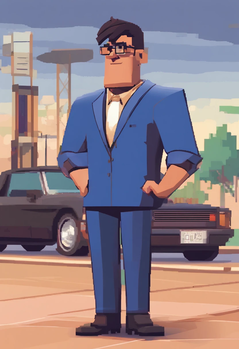 Cartoon character of a man wearing black glasses and a blue shirt, um personagem animado, Caractere estilizado, animation style rendering, 3D estilizado, Arnold Maya render, 3 d render stylized, toon render keyshot, Personagem 3D, Personagem 3D, 3d rendering stylized, 3 d character render, personagem de desenho animado, Personagem de close up, Pose de personagem, (Estilo Pixar) (master part:1.2) (Bokeh) (best quality) (pele detalhada) (textura detalhada) (8k) (argila) (Cinematic lighting) (foco nítido