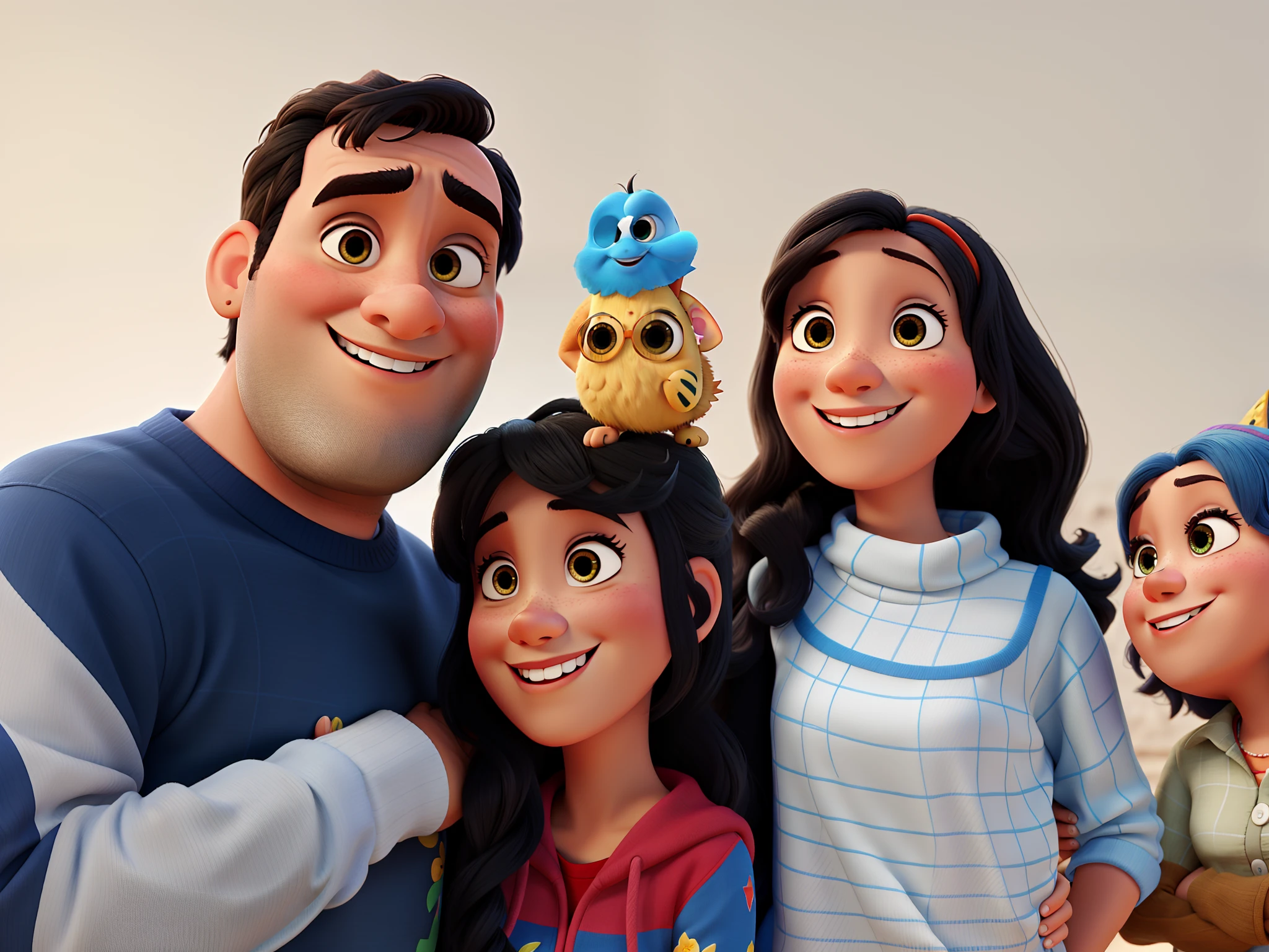 Familia feliz estilo pixar