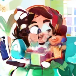 closeup, a family portrait, momn, dad, kitchen in the background