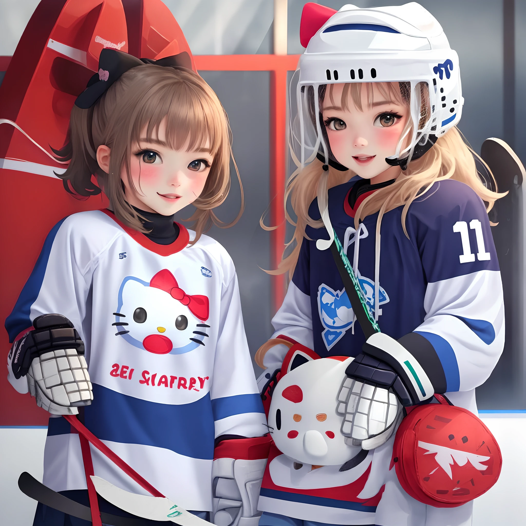 cute hello kitty ice hockey goalie