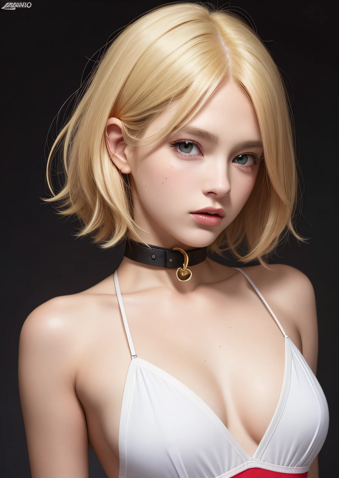 ntimate Wear, esclavo, cuello, cadenas, encadenado, BDSM, servidumbre, llanto, adolescente, tetas perfectas, ahorcamiento, hermosa, ojos hermosos, girlish, adolescente, lug, Androide 18, dragon ball, rubia, blond, short hair
