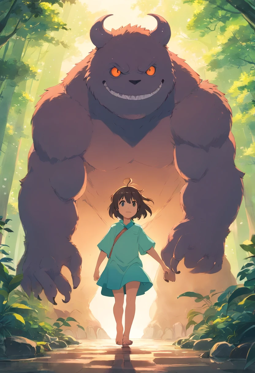 Monstre marron rond et mignon , avec des petits pieds