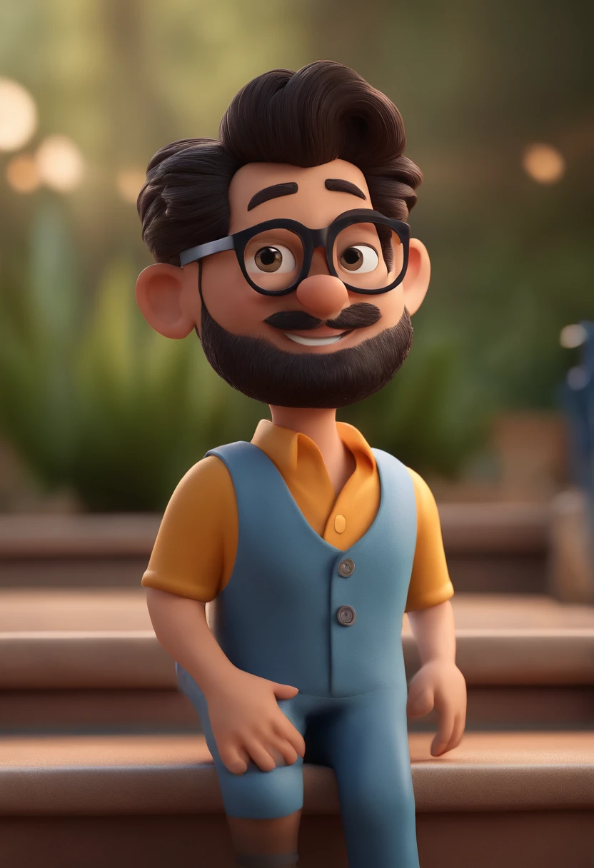 Cartoon character of a man with black glasses and a blue shirt, animation character, Caractere estilizado, animation style rendering, 3D estilizado, Arnold Maya render, 3 d render stylized, toon render keyshot, Personagem 3D, Personagem 3D, 3d rendering stylized, 3 d character render, personagem de desenho animado, Personagem de close up, Pose de personagem, (Estilo Pixar) (master part:1.2) (Bokeh) (best quality) (pele detalhada) (textura detalhada) (8k) (argila) (Cinematic lighting) (foco nítido