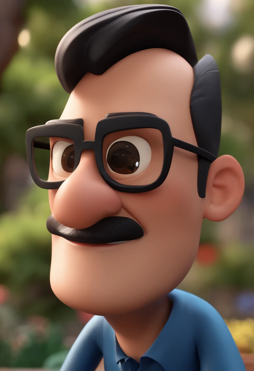Cartoon character of a man with black glasses and a blue shirt, animation character, Caractere estilizado, animation style rendering, 3D estilizado, Arnold Maya render, 3 d render stylized, toon render keyshot, Personagem 3D, Personagem 3D, 3d rendering stylized, 3 d character render, personagem de desenho animado, Personagem de close up, Pose de personagem, (Estilo Pixar) (master part:1.2) (Bokeh) (best quality) (pele detalhada) (textura detalhada) (8k) (argila) (Cinematic lighting) (foco nítido
