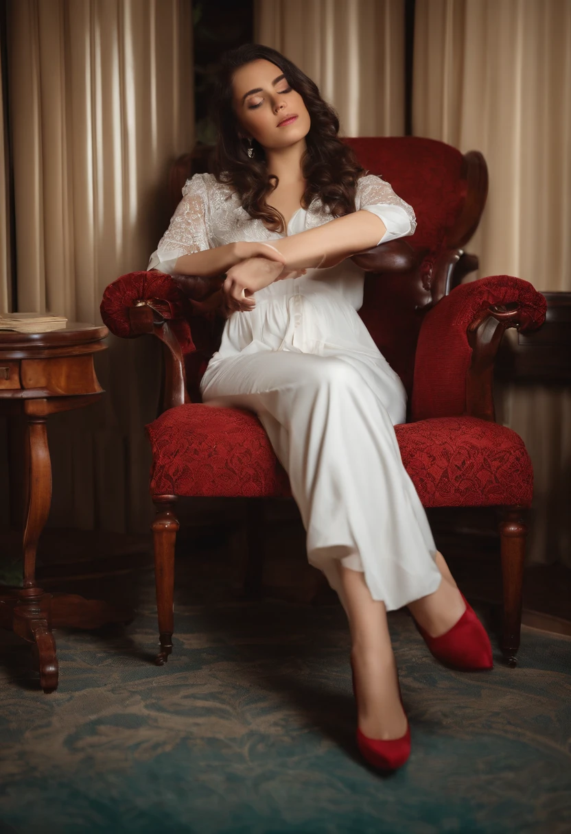 25 years old woman masturbation on chair