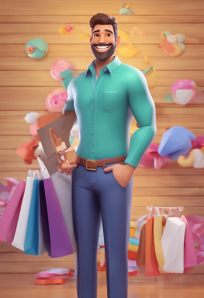 Smiling Man Illustration, sorriso insano, Homem de pele marrom com um sorriso gigante, happily smiling at the camera, sorriso atrevido, he's smiling, sorriso muito grande, Macho sorridente, foto de perfil headshot, rindo sorriso enorme, desenhando no estilo de Arte 3D, c4d, fundo de cor branco puro, estilo disney, estilo pixar render ilustracao Super Detalhe, 8k