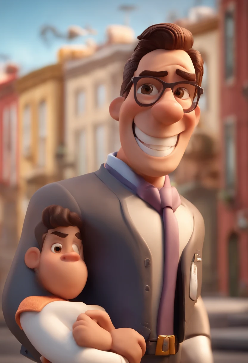Cartoon character of a man with black glasses and a blue shirt, animation character, Caractere estilizado, animation style rendering, 3D estilizado, Arnold Maya render, 3 d render stylized, toon render keyshot, Personagem 3D, Personagem 3D, 3d rendering stylized, 3 d character render, personagem de desenho animado, Personagem de close up, Pose de personagem, (Estilo Pixar) (master part:1.2) (Bokeh) (best quality) (pele detalhada) (textura detalhada) (8k) (argila) (Cinematic lighting) (foco nítido