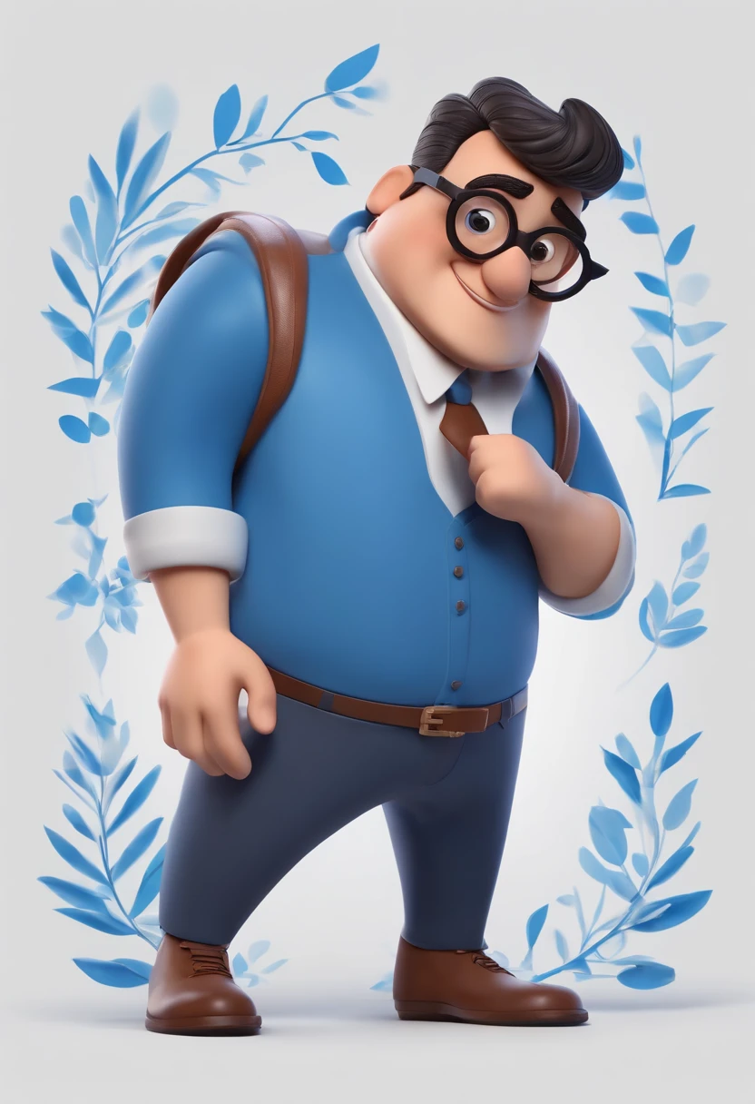 Cartoon character of a man wearing black glasses and a blue shirt, um personagem animado, Caractere estilizado, animation style rendering, 3D estilizado, Arnold Maya render, 3 d render stylized, toon render keyshot, Personagem 3D, Personagem 3D, 3d rendering stylized, 3 d character render, personagem de desenho animado, Personagem de close up, Pose de personagem, (Estilo Pixar) (master part:1.2) (Bokeh) (best quality) (pele detalhada) (textura detalhada) (8k) (argila) (Cinematic lighting) (foco nítido,Senta e vaza a parte superior do corpo