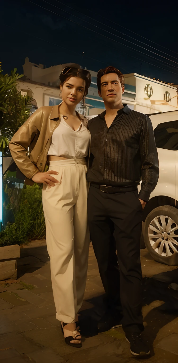 Couple hugged her in light clothes he in black clothes A 3D movie in Disney-pixar style