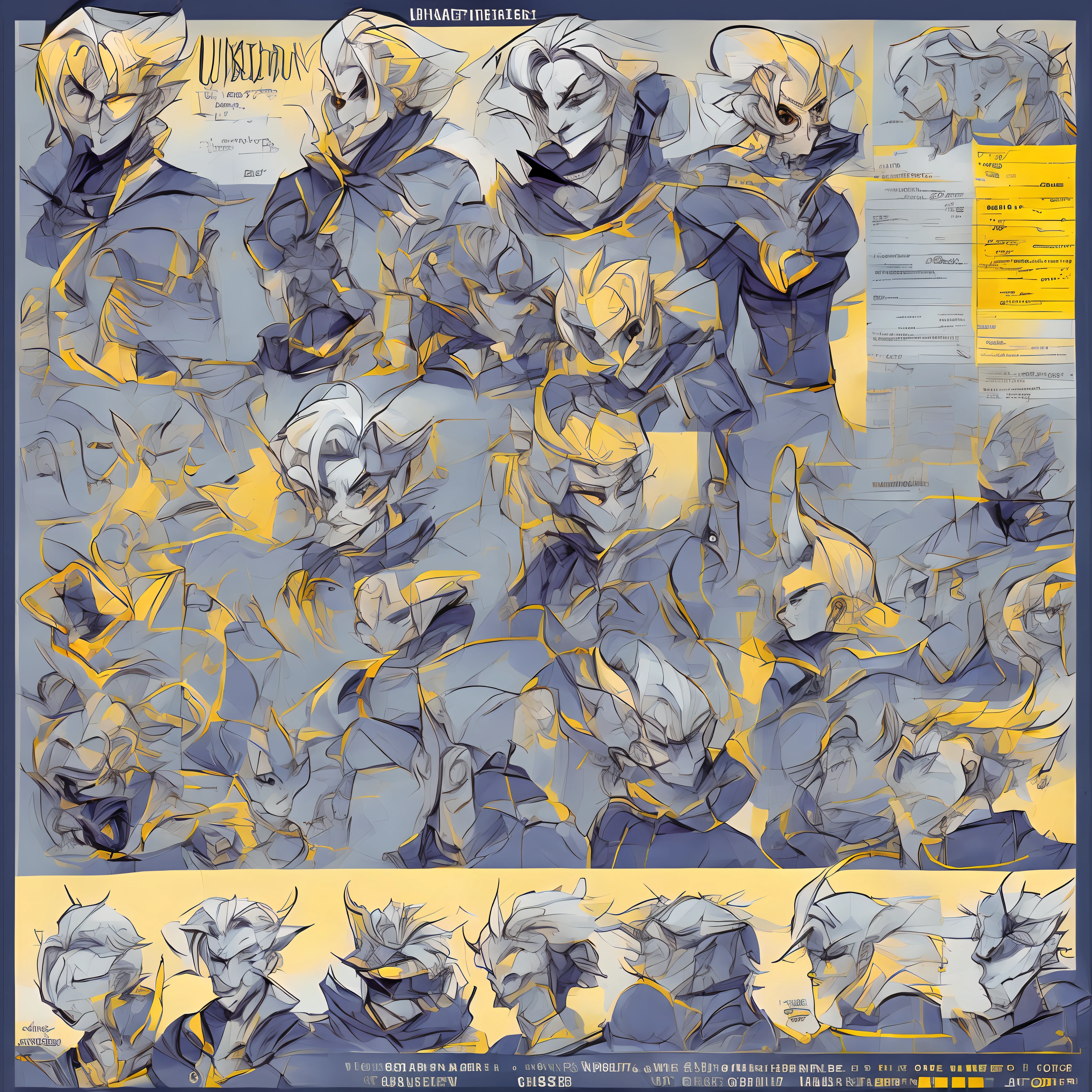character, character sheet, adoptable sheet, OC, Original Character, Unique, stylistic, blue and yellow, color theory, nice colors, demon, human, Original Character, slit eyes