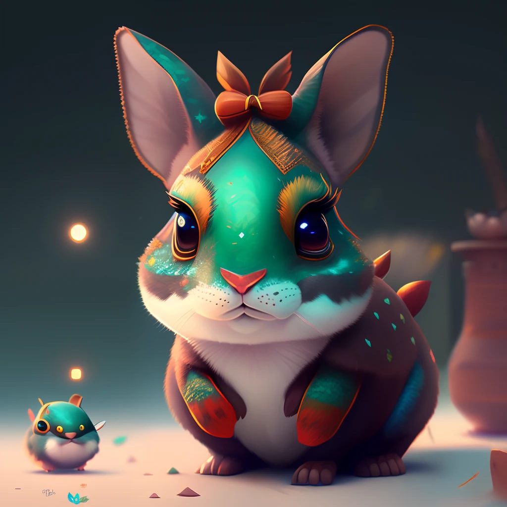 portrait of a cute (dicuki:1.1) as a (rabbit:0.9), digital art , trending artstation, 4k, high detail