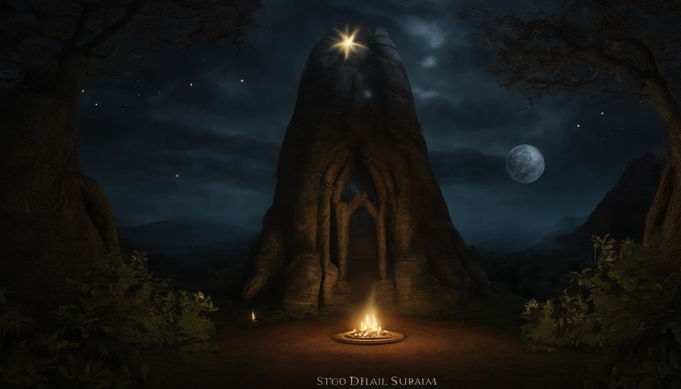 The full moon shone in the night sky, casting a silvery light on the clearing hidden in the forest. No centro da clareira, An old gnarled tree stood majestically, its roots forming a kind of natural altar. Ao redor do altar, velas acesas tremeluziam, creating a mystical and magical atmosphere. Standing before the altar was the witch, dressed in a long black robe adorned with arcane symbols. His wrinkled face displayed an expression of deep concentration as he held a dark wooden wand in one hand and an ancient spell book in the other. On the top of the witch's head, A pointed conical hat stood out. Feito de um tecido escuro e bordado com fios dourados, The hat seemed to pulsate with an energy of its own. Runic symbols were inscribed around the edge, Gleaming as the witch began to chant ancient and mysterious words. Enquanto as palavras ecoavam pela clareira, The hat began to slowly rotate over the witch's head, creating a swirl of magical energy around you. Sparks of green and blue light danced around her, forming intricate patterns in the air. Com um gesto preciso da varinha, a bruxa direcionou a energia para o centro do altar, onde uma chama verde-azulada surgiu, dancing and flickering in response to your command. The spell was in full force, And the witch kept her concentration, Masterfully Controlling Magical Forces. Assim, naquela noite de lua cheia, The witch cast a powerful spell, Harmonizing the energy of nature with your own ancient magic, all under the watch of his trusty and enigmatic hat.
