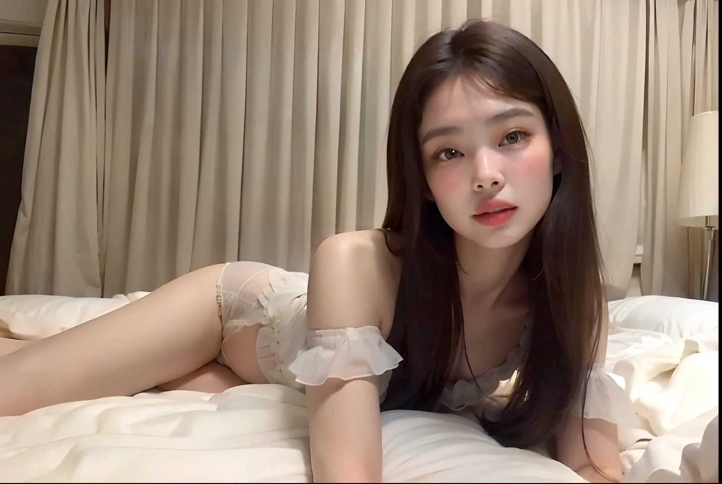 There is a woman lying on a bed with a white sheet, 18 years old, 1 6 years, buena joven, Angelawhite, 19 year old girl, 2 , 21-year-old, 1 9 year old, 1 8 yo, 2 4 year old female model, she is about 2 0 years old
