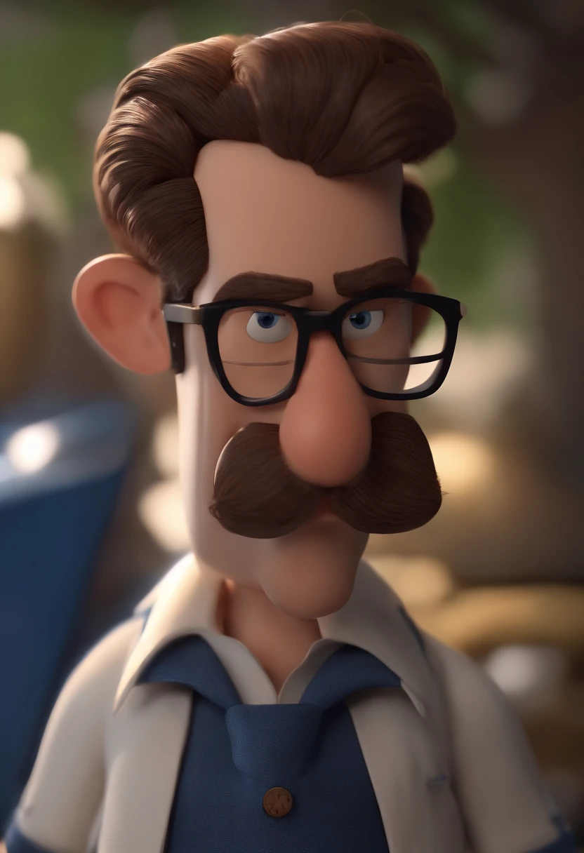 personagem dos desenhos animados de um homem com cabelos grisalhos e uma camisa azul, animation character, Caractere estilizado, animation style rendering, 3D estilizado, Arnold Maya render, 3 d render stylized, toon render keyshot, Personagem 3D, Personagem 3D, 3d rendering stylized, 3 d character render, personagem de desenho animado, Personagem de close up, Pose de personagem, (Estilo Pixar) (master part:1.2) (Bokeh) (best quality) (pele detalhada) (textura detalhada) (8k) (argila) (Cinematic lighting) (foco nítido
