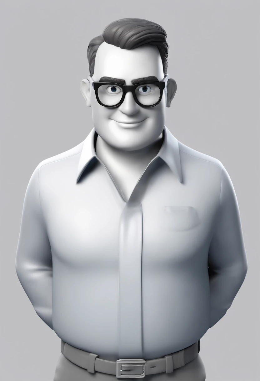 Cartoon character of a man wearing black glasses and a blue shirt, um personagem animado, Caractere estilizado, animation style rendering, 3D estilizado, Arnold Maya render, 3 d render stylized, toon render keyshot, Personagem 3D, Personagem 3D, 3d rendering stylized, 3 d character render, personagem de desenho animado, Personagem de close up, Pose de personagem, (Estilo Pixar) (master part:1.2) (Bokeh) (best quality) (pele detalhada) (textura detalhada) (8k) (argila) (Cinematic lighting) (foco nítido,Senta e vaza a parte superior do corpo
