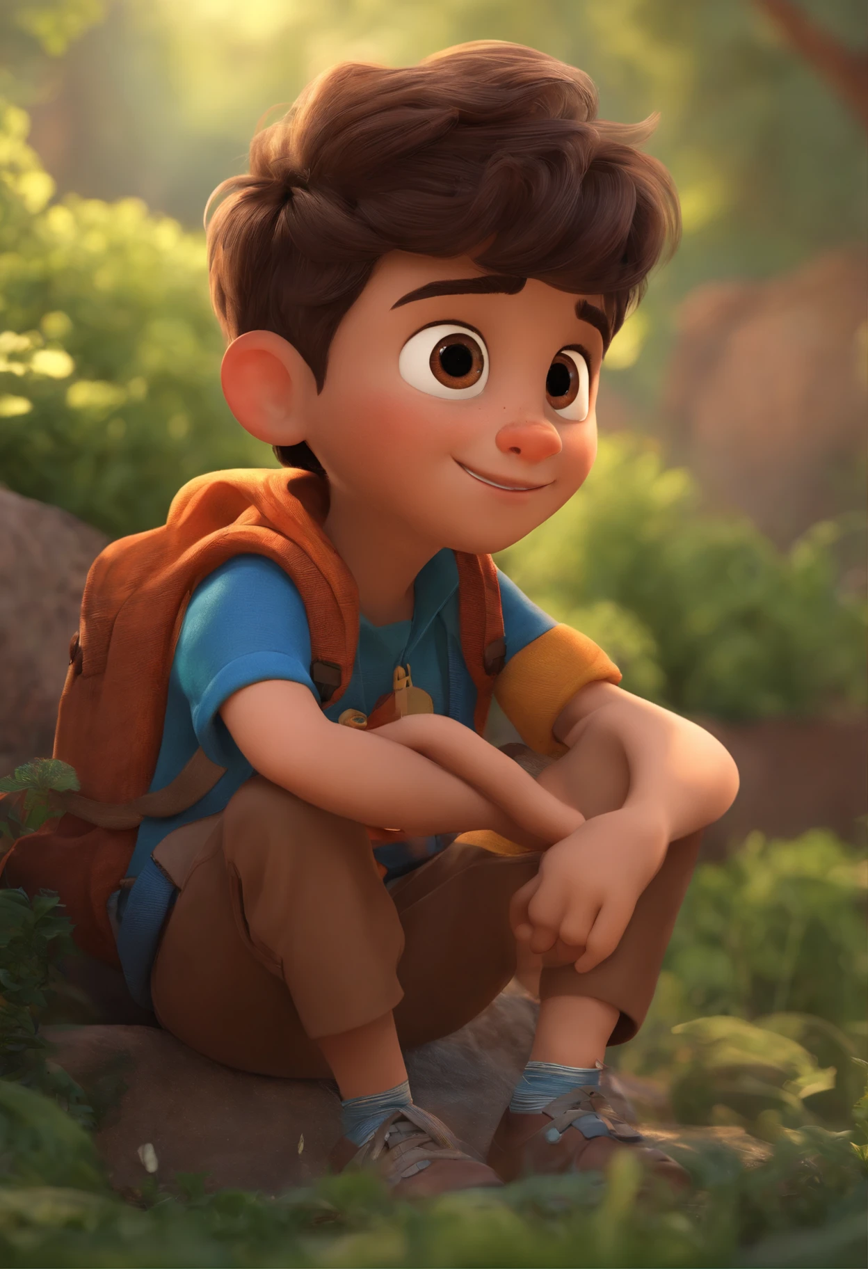 Image of a boy for a story in a YouTube video in Pixar format, He's the little allabester, He's the class leader, He's outgoing, Playful and gets up for a lot of things