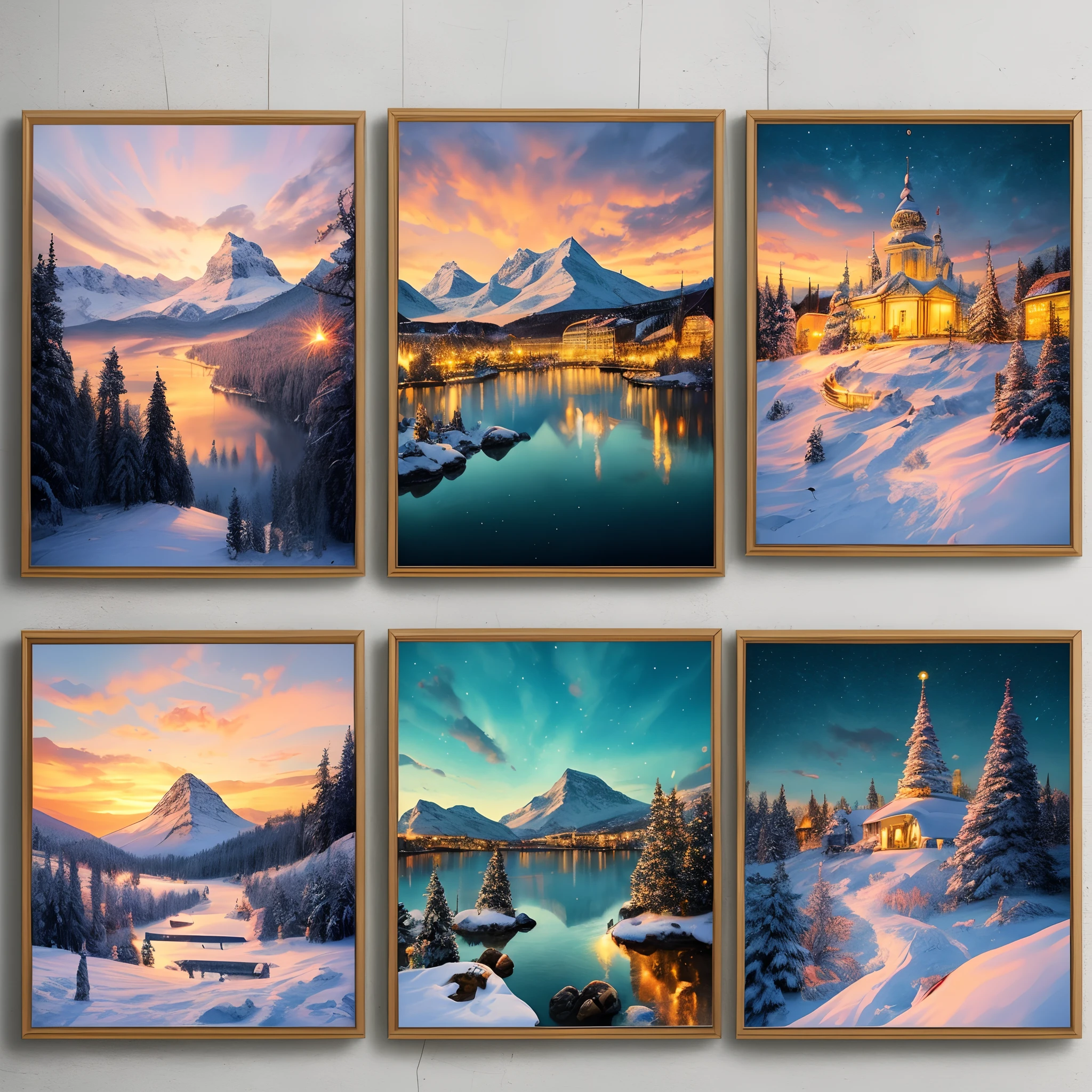 Printable art, set of 3 Nordic Christmas theme canvas paintings, colorful posters and print, unique decor --auto --s2