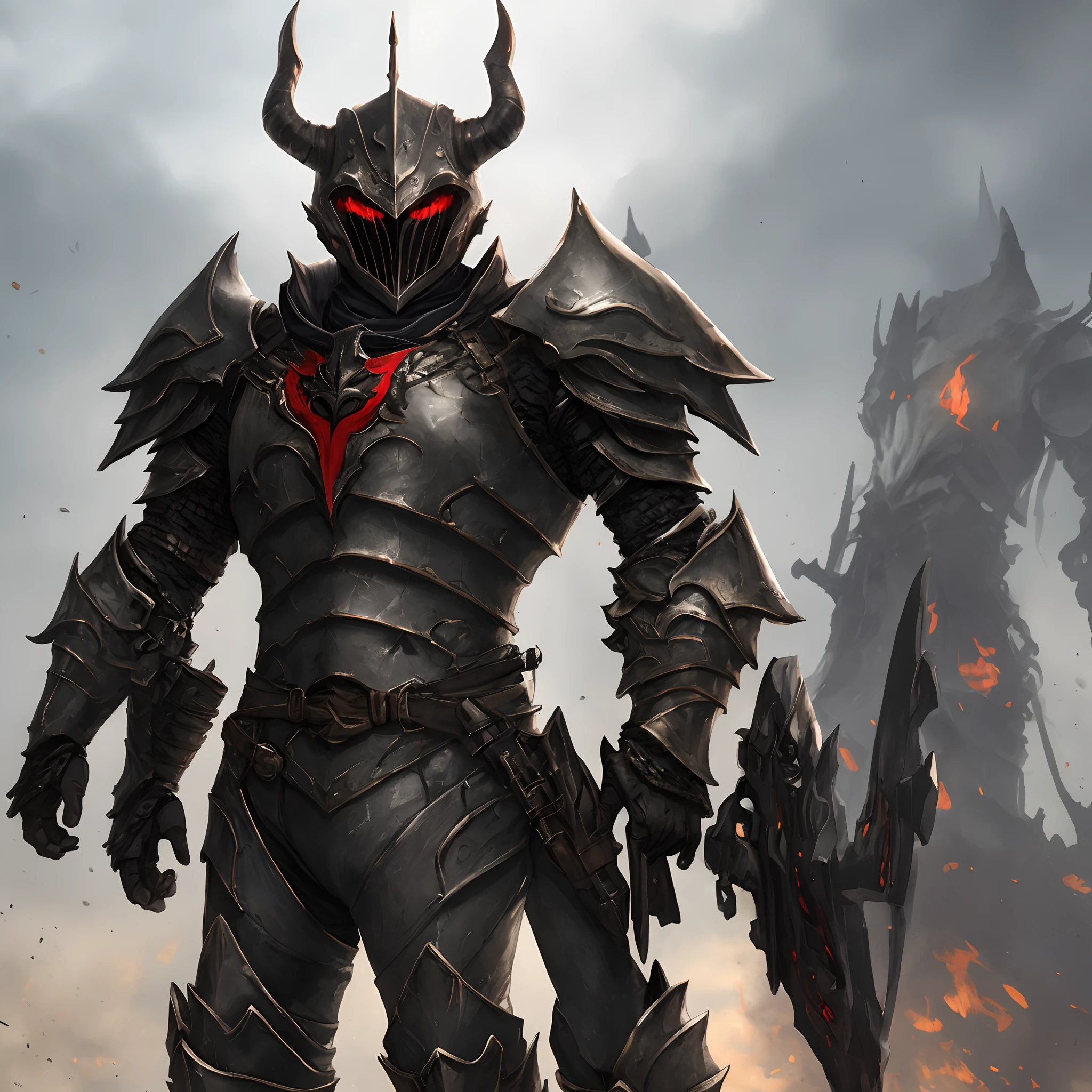 A full suit of black demon armor