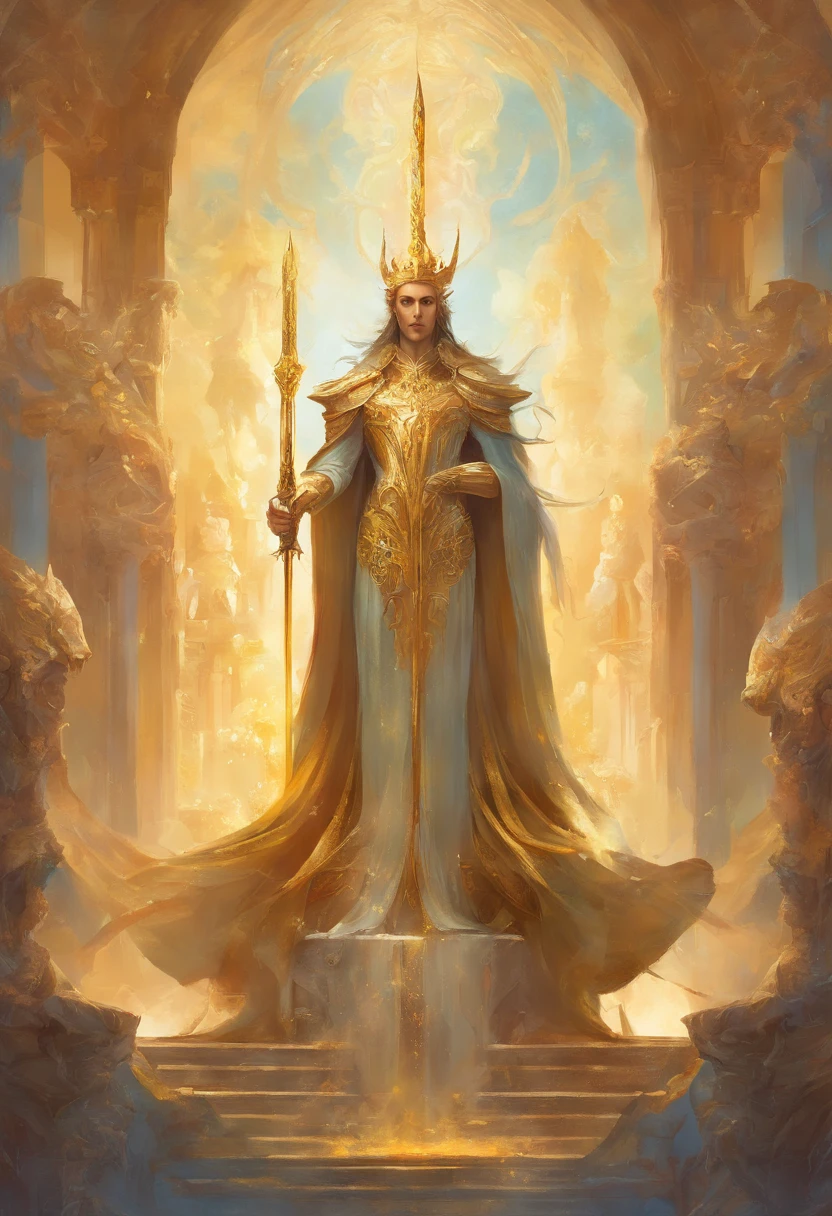 Obra prima, um esqueleto feito de ossos, usando uma capa, Next to a golden sword sitting on a throne of heads