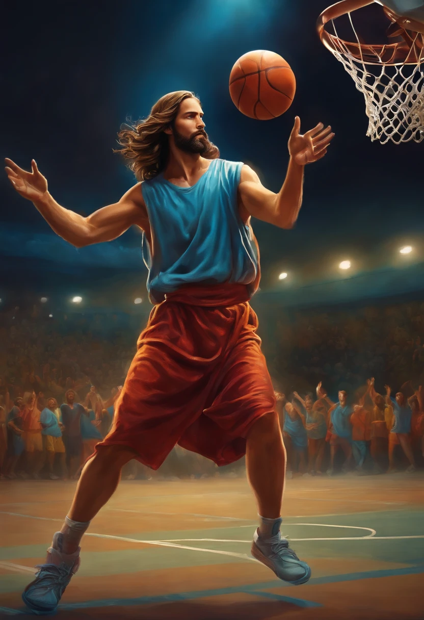 Jesus playing basketball