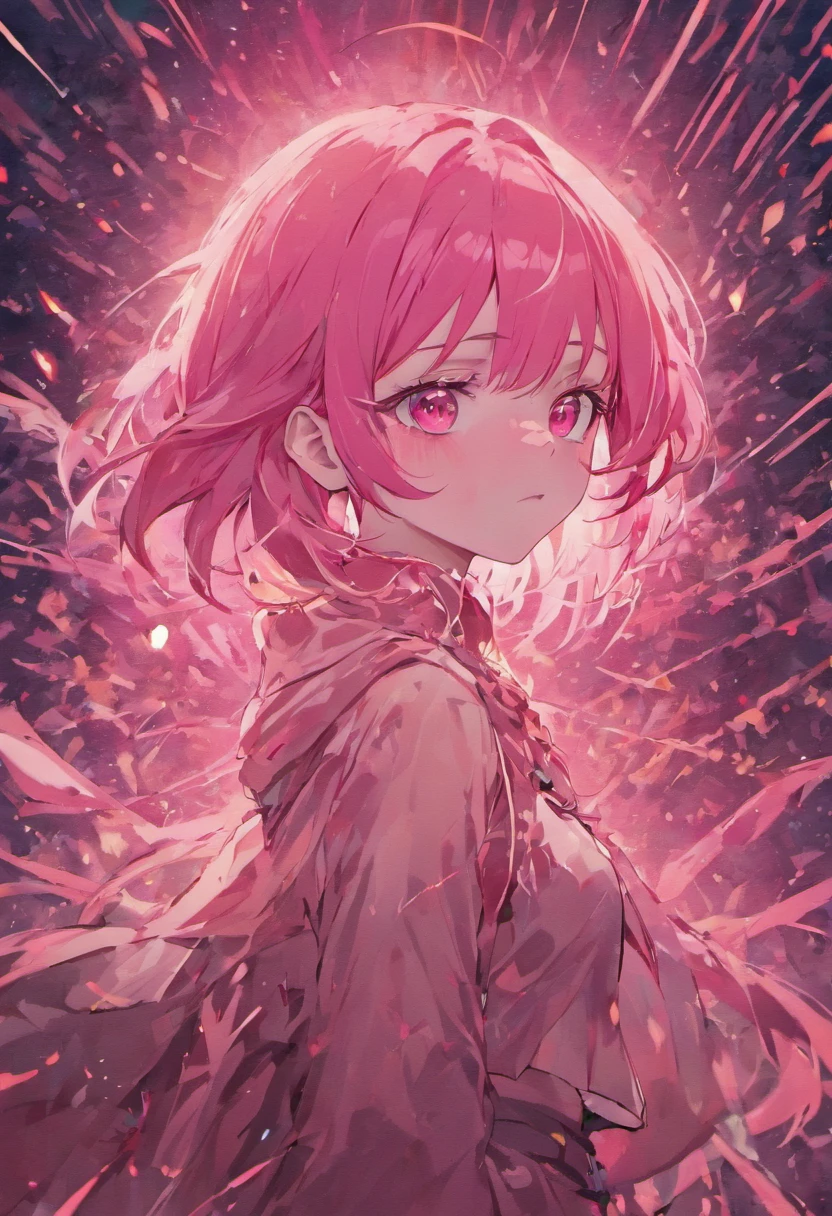 girl pink hair and red eyes