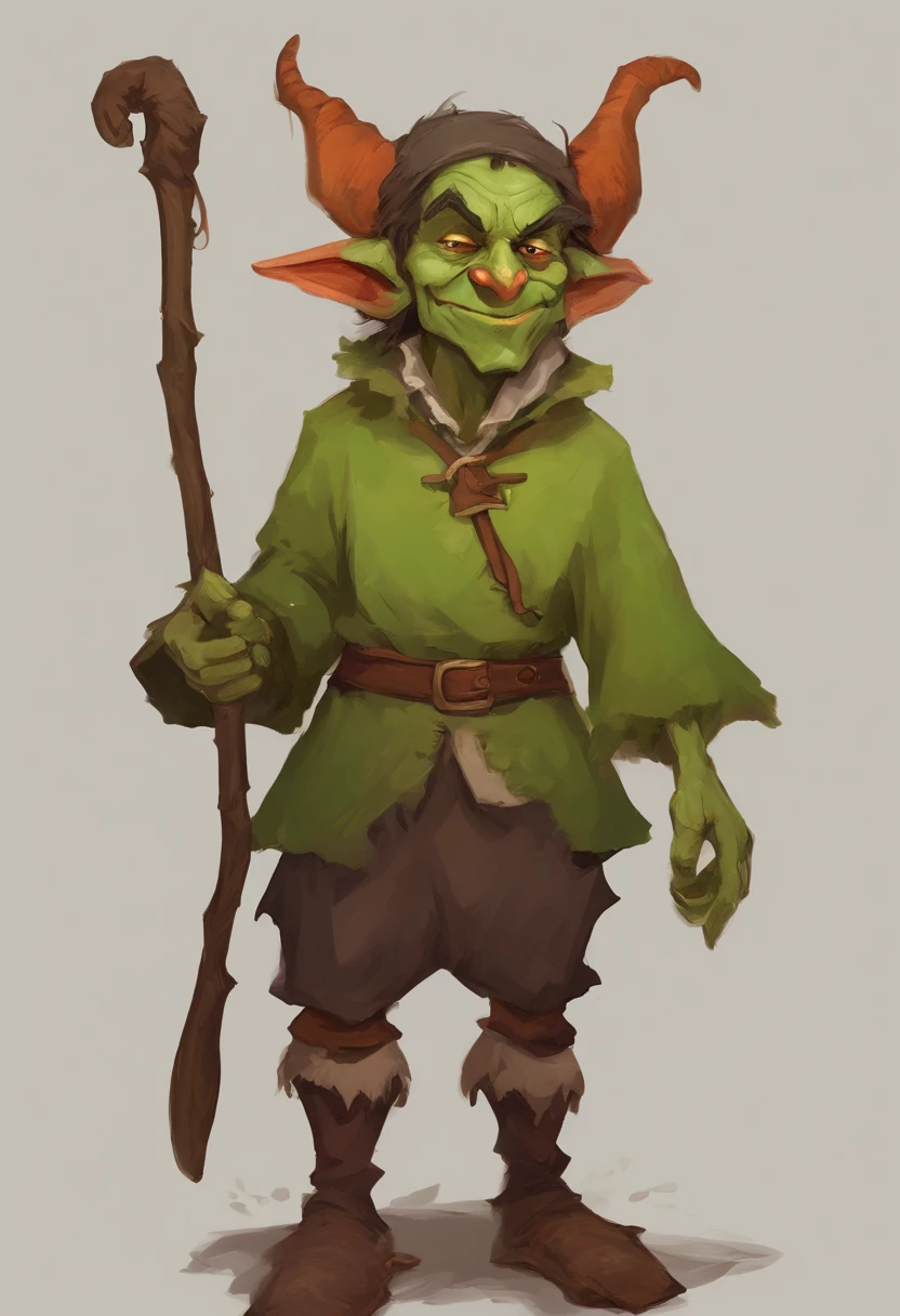 young, green-skinned, warmly dressed, (winter clothes, medieval clothes) goblin stands in the snow. (the friendly face of a young goblin) The details of the goblin's warm clothes are visible, showing its worn nature. The green skin of the goblin is vibrant, emphasizing its otherworldly appearance. the goblin is young, about 20 years old, has a sharp, green, smart but slightly menacing face. (nice face, normal green nose, face of a magic adept, goblin face). The lighting in the scene is dim, with a subtle glow casting eerie shadows on the goblin's face and surroundings. The overall image quality is of the highest standard, with ultra-detailed textures and a photorealistic rendering. The artwork is depicted in a medium that best showcases its unique style and texture, whether it be an illustration, oil painting, 3D rendering, or photography. The color palette is dominated by earthy tones, with a focus on various shades of green to complement the goblin's appearance.